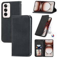 Per OPPO Reno12 Pro Global Retro Skin Feel Custodia magnetica in pelle Flip per telefono (nero)