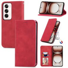 Per OPPO Reno12 Pro Global Retro Skin Feel Custodia magnetica in pelle Flip Phone (rosso)