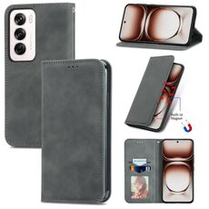 Per OPPO Reno12 Pro Global Retro Skin Feel Custodia magnetica in pelle Flip per telefono (grigio)