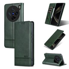 Per vivo X200 Pro mini AZNS Custodia per telefono in pelle di vitello con texture magnetica (verde scuro)