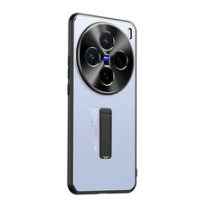 Per vivo X200 Custodia per telefono con supporto in TPU ibrido in metallo satinato (blu)