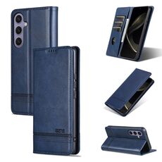 Per Samsung Galaxy S25 5G AZNS Custodia per telefono in pelle con texture di vitello magnetica (blu scuro)