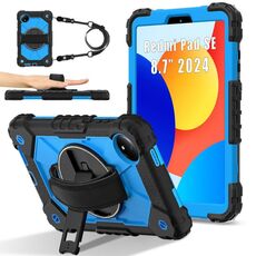 Per Xiaomi Redmi Pad SE 8.7 Custodia per tablet PC ibrida in silicone con robot a contrasto di colore (nero blu)