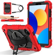 Per Xiaomi Redmi Pad SE 8.7 Custodia per tablet PC ibrida in silicone con robot a contrasto di colore (rosso nero)