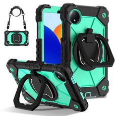 Per Xiaomi Redmi Pad SE 8.7 Custodia per tablet PC ibrida in silicone con robot a contrasto (nero verde menta)