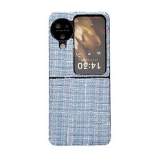 Per OPPO Find N3 Flip Plaid Fabric PC Custodia protettiva per telefono (blu)