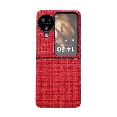 Per OPPO Find N3 Flip Plaid Fabric PC Custodia protettiva per telefono (rosso)