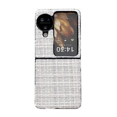 Per OPPO Find N3 Flip Plaid Fabric PC Custodia protettiva per telefono (bianco)