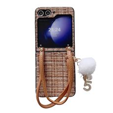 Per Samsung Galaxy Z Flip6 Borsa Design Peluche Palla Plaid Tessuto Custodia per PC Telefono (Marrone)