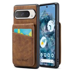 Per Google Pixel 9 / 9 Pro Fierre Shann Crazy Horse Custodia per telefono in PU con porta carte di credito (marrone)