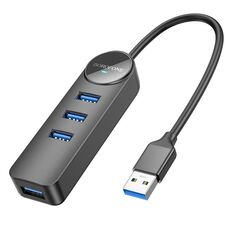 Adattatore HUB USB 3.0 x 4 multifunzione 4 in 1 BOROFONE DH5, lunghezza: 0,2 m (nero)