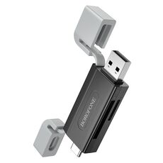 BOROFONE DH9 2 in 1 USB 2.0 / Type-C a SD / TF 2.0 lettore di schede (nero grigio)