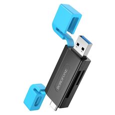 BOROFONE DH9 2 in 1 USB 3.0 / Type-C a SD / TF 3.0 lettore di schede (nero blu)
