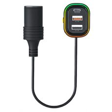 Caricabatterie accendisigari per auto YQ9 12-24V Type-C e Dual USB per sedili anteriori e posteriori
