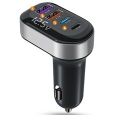K33 con indicatore di tensione Caricabatterie per auto USB-A e tipo C a 4 porte Adattatore di ricarica rapida