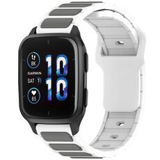 Per Garmin Watch 20mm Cinturino in silicone bicolore a forma di I (bianco + grigio)