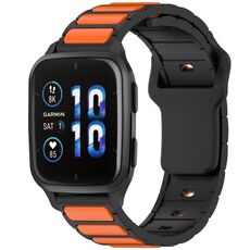 Per Garmin Watch 20mm Cinturino in silicone bicolore a forma di I (nero + arancione)