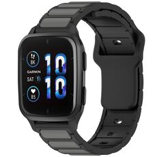 Per Garmin Watch 20mm cinturino in silicone bicolore a forma di I (nero + grigio)
