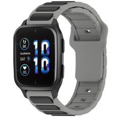 Per Garmin Watch 20mm cinturino in silicone bicolore a forma di I (grigio + nero)