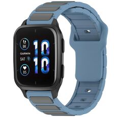 Per Garmin Watch 20mm cinturino in silicone bicolore a forma di I (blu + grigio)