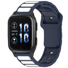 Per Garmin Watch 20mm cinturino in silicone bicolore a forma di I (blu notte + bianco)