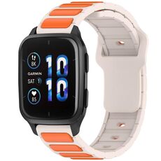 Per Garmin Watch 20mm Cinturino in silicone bicolore a forma di I (Starlight + arancione)