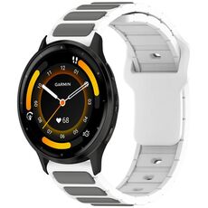 Per Garmin Watch 22mm Cinturino in silicone bicolore a forma di I (bianco + grigio)