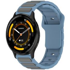 Per Garmin Watch 22mm Cinturino in silicone bicolore a forma di I (blu + grigio)