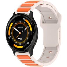 Per Garmin Watch 22mm Cinturino in silicone bicolore a forma di I (Starlight + arancione)