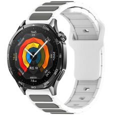 Per Huawei Watch 22mm Cinturino in silicone bicolore a forma di I (bianco + grigio)