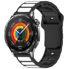 Per Huawei Watch 22mm Cinturino in silicone bicolore a forma di I (nero + bianco)