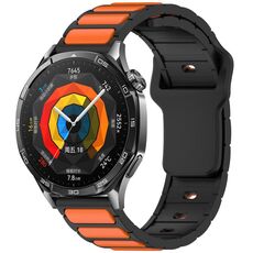 Per Huawei Watch 22mm Cinturino in silicone bicolore a forma di I (nero + arancione)