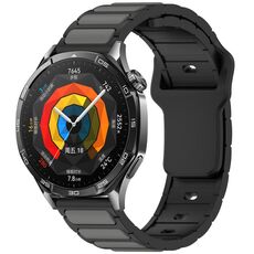 Per Huawei Watch 22mm Cinturino in silicone bicolore a forma di I (nero + grigio)