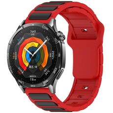 Per Huawei Watch 22mm Cinturino in silicone bicolore a forma di I (rosso + nero)