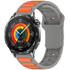 Per Huawei Watch 22mm Cinturino in silicone bicolore a forma di I (grigio + arancione)