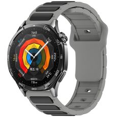 Per Huawei Watch 22mm Cinturino in silicone bicolore a forma di I (grigio + nero)