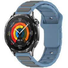 Per Huawei Watch 22mm Cinturino in silicone bicolore a forma di I (blu + grigio)