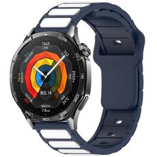Per Huawei Watch 22mm Cinturino in silicone bicolore a forma di I (blu notte + bianco)