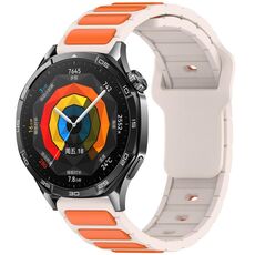 Per Huawei Watch 22mm Cinturino in silicone bicolore a forma di I (Starlight + arancione)
