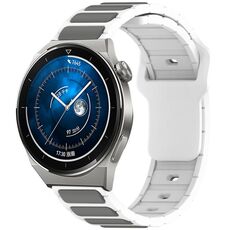 Per Huawei Watch 20mm Cinturino in silicone bicolore a forma di I (bianco + grigio)