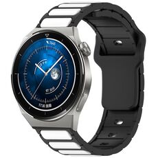 Per Huawei Watch 20mm Cinturino in silicone bicolore a forma di I (nero + bianco)