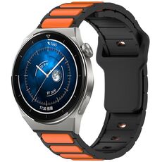 Per Huawei Watch 20mm Cinturino in silicone bicolore a forma di I (nero + arancione)