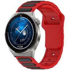 Per Huawei Watch 20mm Cinturino in silicone bicolore a forma di I (rosso + nero)