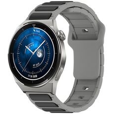 Per Huawei Watch 20mm Cinturino in silicone bicolore a forma di I (grigio + nero)