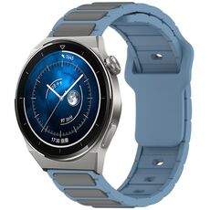 Per Huawei Watch 20mm Cinturino in silicone bicolore a forma di I (blu + grigio)