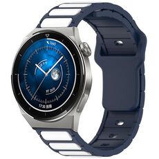 Per Huawei Watch 20mm Cinturino in silicone bicolore a forma di I (blu notte + bianco)