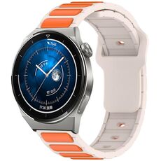 Per Huawei Watch 20mm Cinturino in silicone bicolore a forma di I (Starlight + arancione)