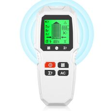 HW-QB6 5 in 1 scanner da parete portatile rilevatore di montanti Rilevamento di cavi elettrici sotto tensione in metallo e corrente in legno (bianco)