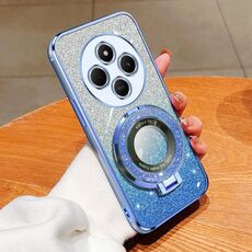 Per Redmi 14C 4G Custodia per telefono in TPU con supporto rotondo glitterato sfumato placcato (blu Sierra)
