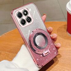 Per Honor X6b Custodia per telefono in TPU con supporto rotondo glitterato sfumato placcato (rosa)